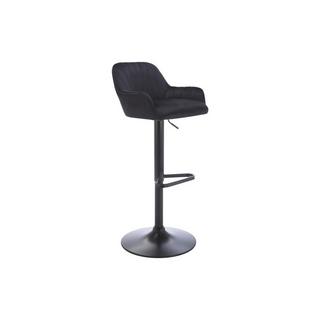 Vente-unique Tabouret de bar en velours et métal - Hauteur réglable - Noir - ELEANA  