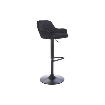 Tabouret de bar en velours et métal - Hauteur réglable - Noir - ELEANA