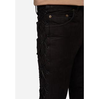 RICANO  Pantalon en cuir pour homme S/L RT-101, jean en cuir avec lacets - Aspect 5 poches en daim 