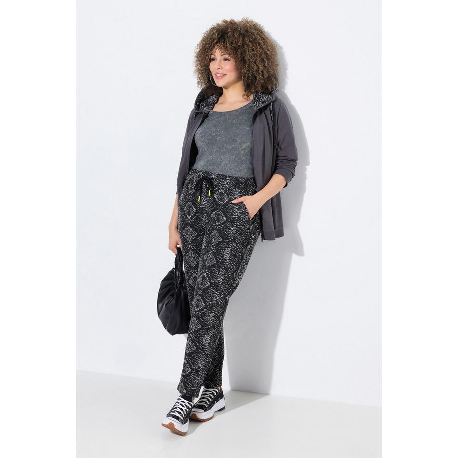 Ulla Popken Pantaloni sportivi fantasia pitonata cintura elastica  