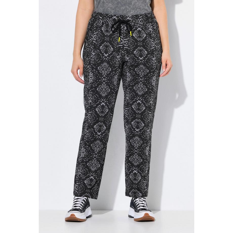 Ulla Popken Pantaloni sportivi fantasia pitonata cintura elastica  