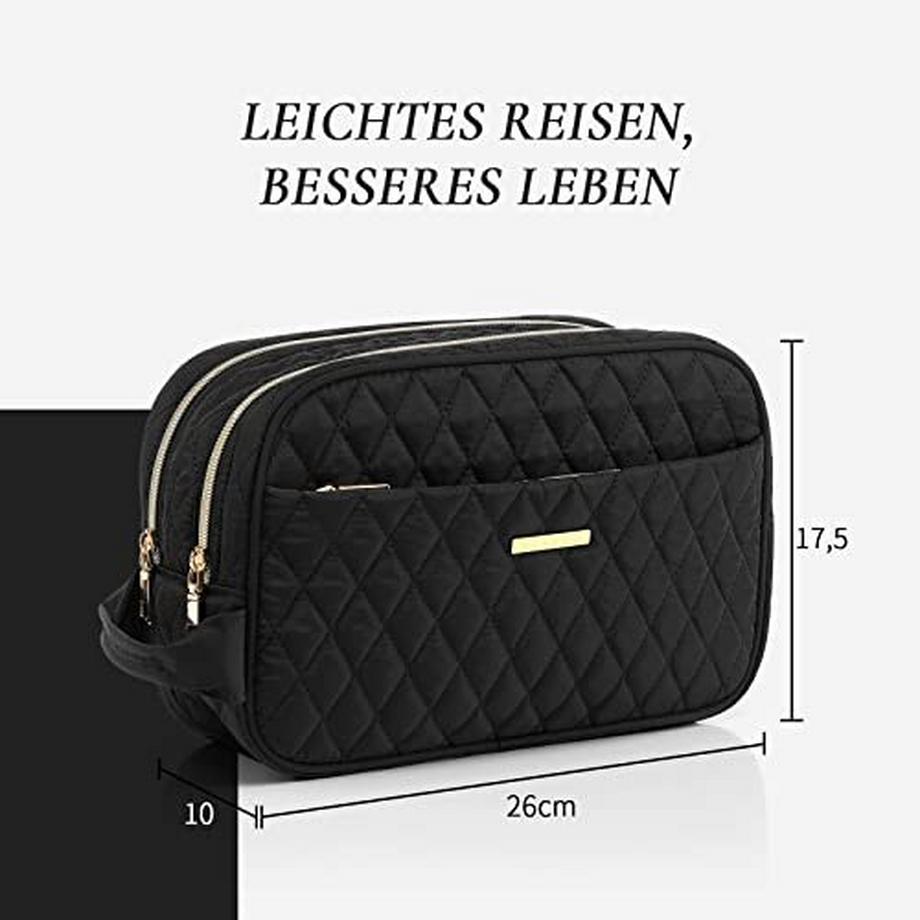 Only-bags.store Trousse de maquillage matelassée grand format avec 3 compartiments  