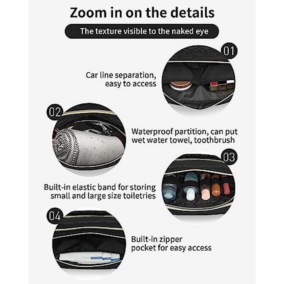 Only-bags.store Trousse de maquillage matelassée grand format avec 3 compartiments  