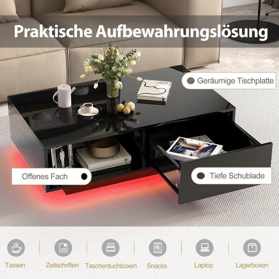 Northix LED-Couchtisch mit Stauraum  