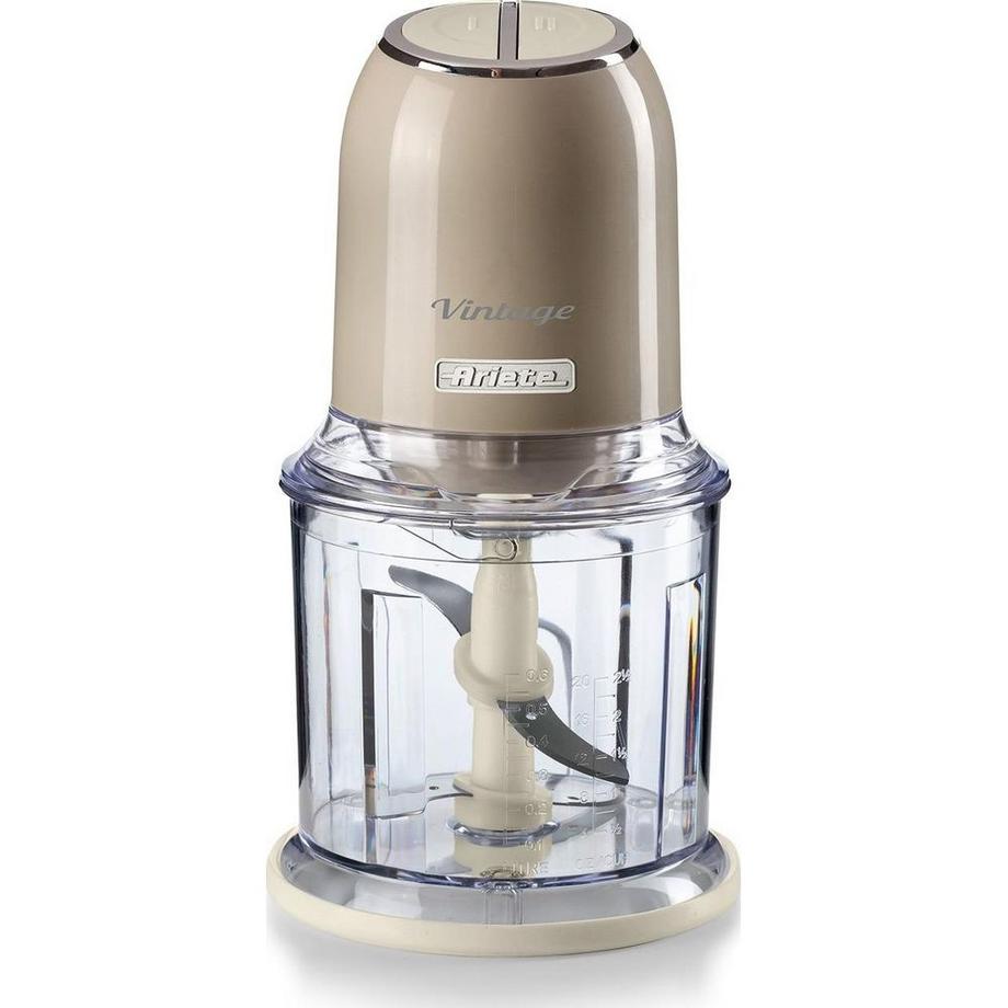 Ariete 438, Tritatutto Vintage, Chopper e Tritaghiaccio, 2 velocità, 4 lame in Acciaio Inox, Tazza graduata 600 ml, 400 W, Beige
