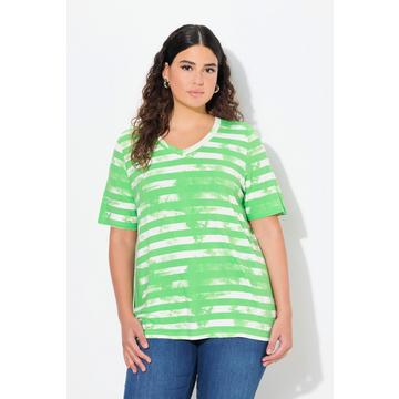 T-shirt classica con righe, scollo a V e mezze maniche