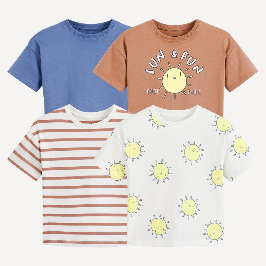 Lot de 4 T-shirts col rond imprimés