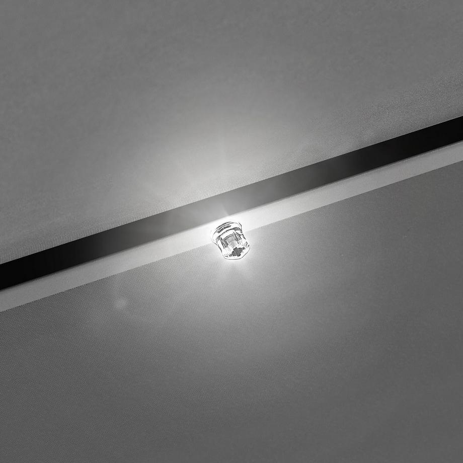Tectake Ampelschirm Aus Stahl Polyester Mit Solar-LED- Beleuchtung 360-Grad-Drehbar UV-Schutz  
