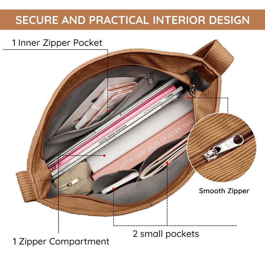 Only-bags.store Kordtasche Umhängetasche mit Reißverschluss Wasserdichter Shopper  