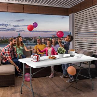 Northix Klapptisch Klappbar Campingtisch Gartentisch Weiß 153 cm x 74 cm x 74 cm  