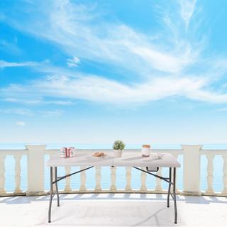 Northix Klapptisch Klappbar Campingtisch Gartentisch Weiß 153 cm x 74 cm x 74 cm  