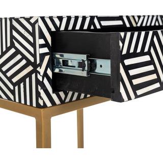 mutoni Table de chevet Bliss noir blanc or 50x40  