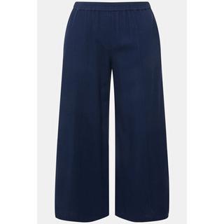 Ulla Popken  Pantalon 7/8 en lin mélangé. Taille élastique et jambe large. 