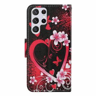 Cover-Discount  Galaxy S23 Ultra - Coque cuir à motif de cœur fleuri 