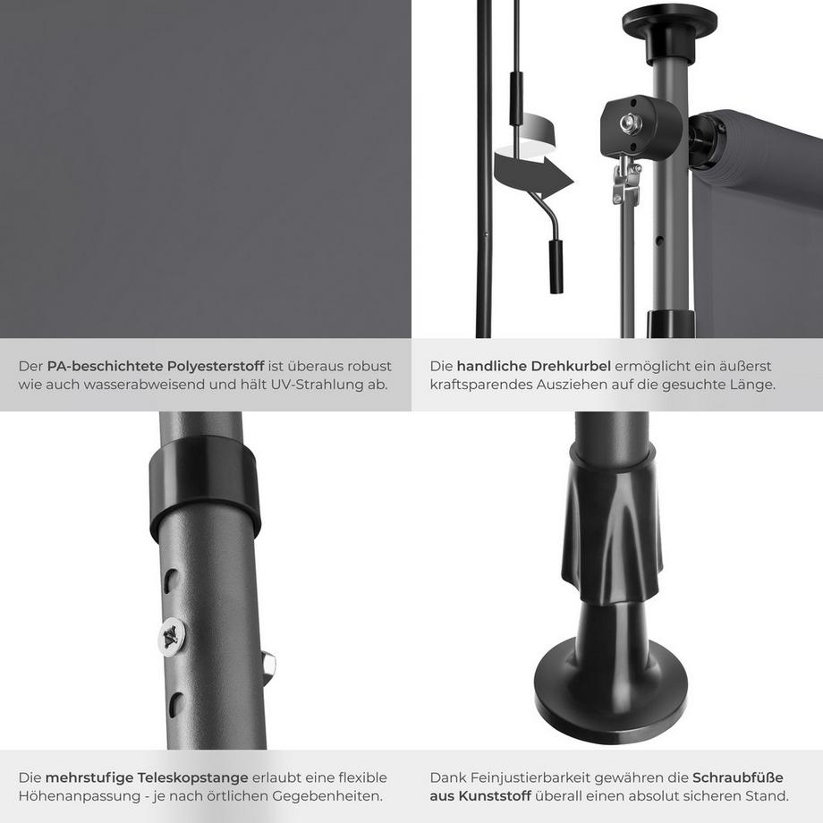 Tectake Tenda da sole a morsetto Taija Varie misure  