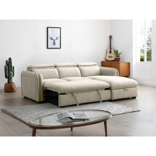 Vente-unique Ecksofa mit Schlaffunktion - Ecke rechts - Stoff - Beige - ORELANA  