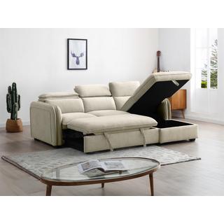 Vente-unique Ecksofa mit Schlaffunktion - Ecke rechts - Stoff - Beige - ORELANA  