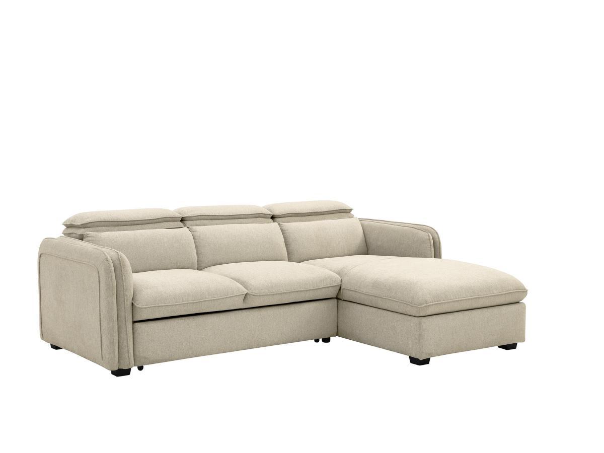 Vente-unique Ecksofa mit Schlaffunktion - Ecke rechts - Stoff - Beige - ORELANA  