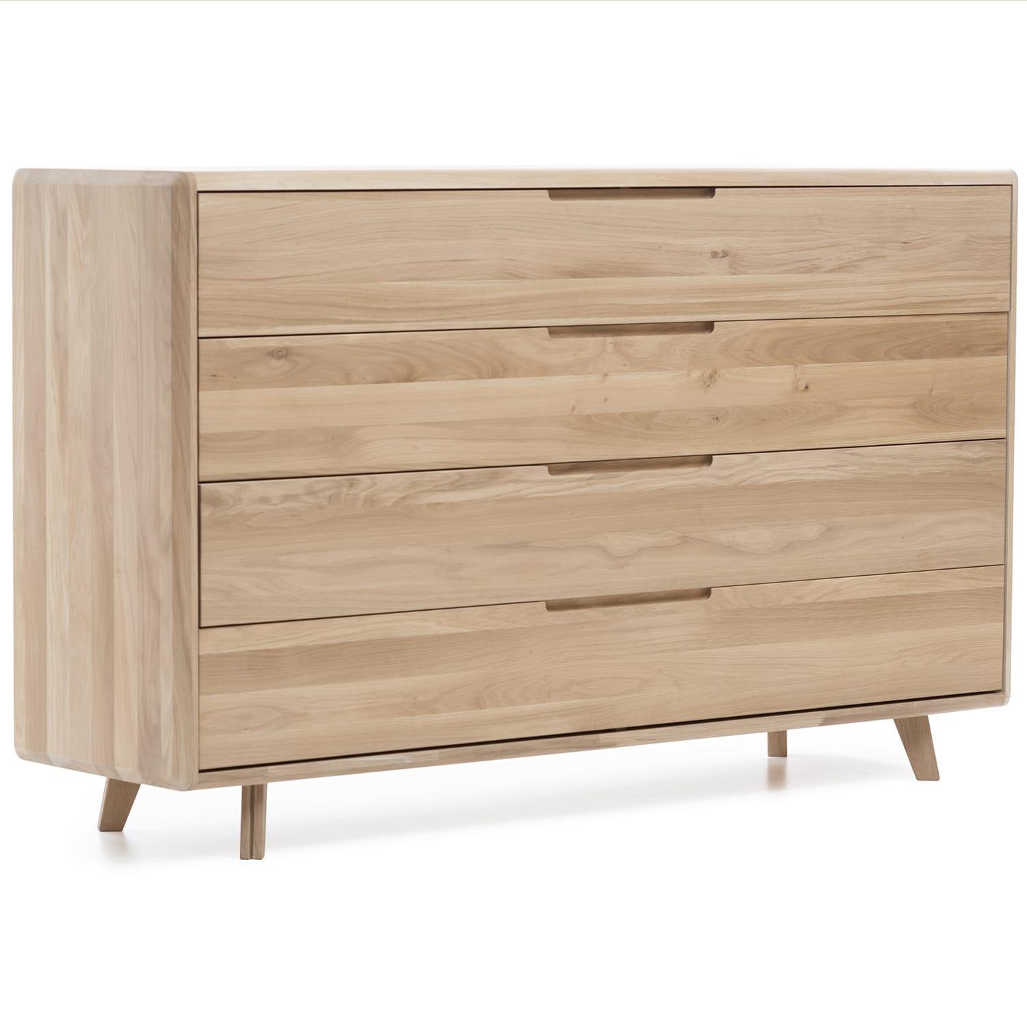 mutoni Commode Ballerup avec 4 tiroirs en chêne sauvage massif 150x90  