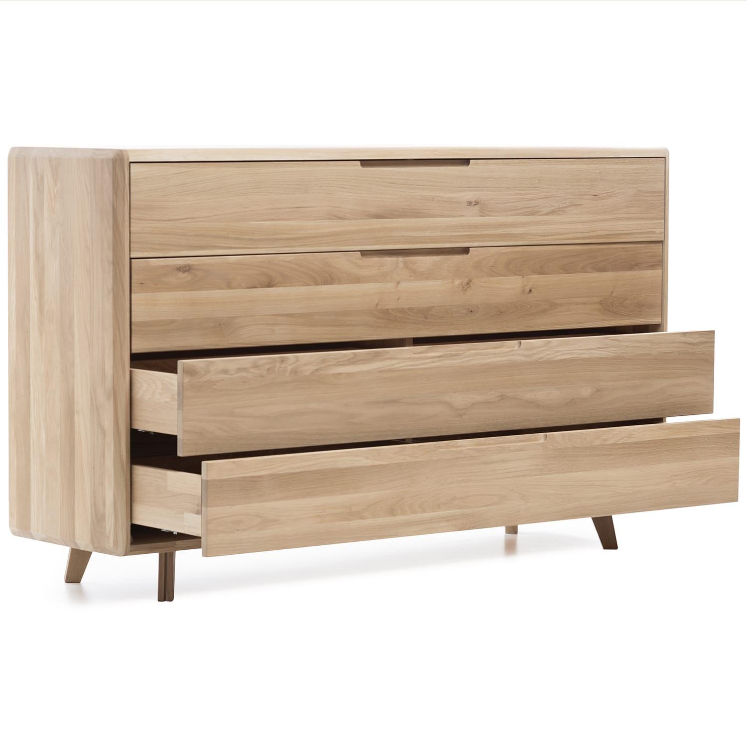 mutoni Commode Ballerup avec 4 tiroirs en chêne sauvage massif 150x90  