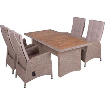 Salon de jardin Braga saule brun gris (5 pièces)