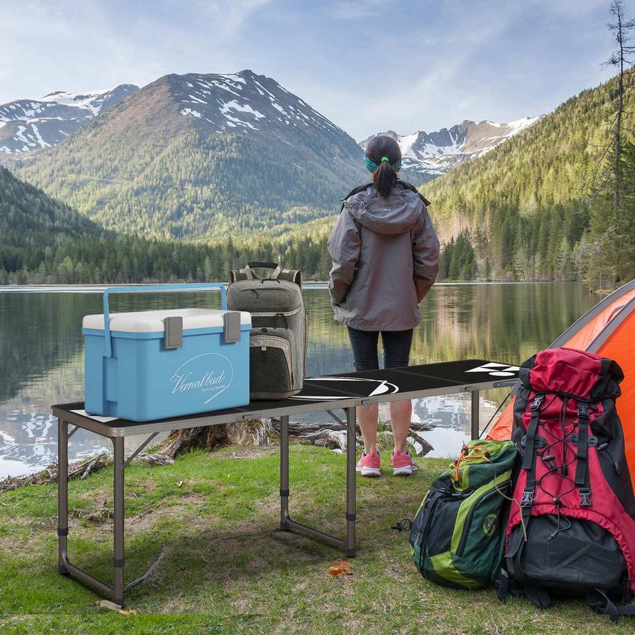 Northio  Table De Bière-Pong Table De Camping Pliante 240 X 60 Cm Table Pliante Table De Voyage Réglable En Hauteur Pour Jardin, Balcon, Aluminium, Noir 