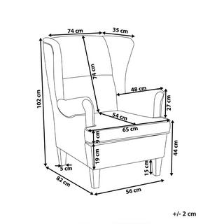 Beliani Fauteuil à oreilles en Polyester Rétro ABSON  