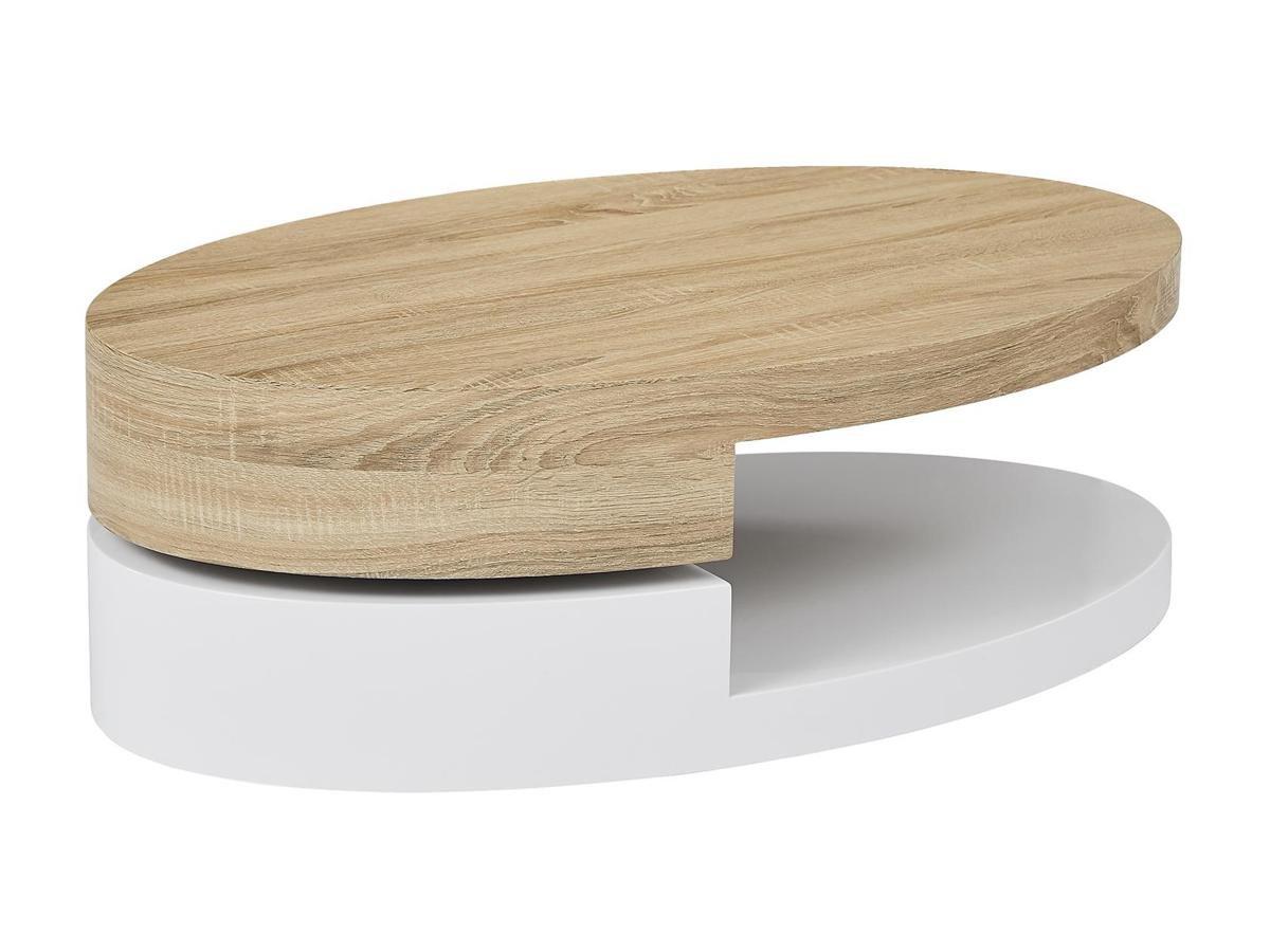 Vente-unique Table basse avec plateau pivotant - MDF - Naturel et blanc - VITALY  