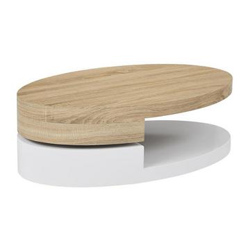 Table basse avec plateau pivotant - MDF - Naturel et blanc - VITALY