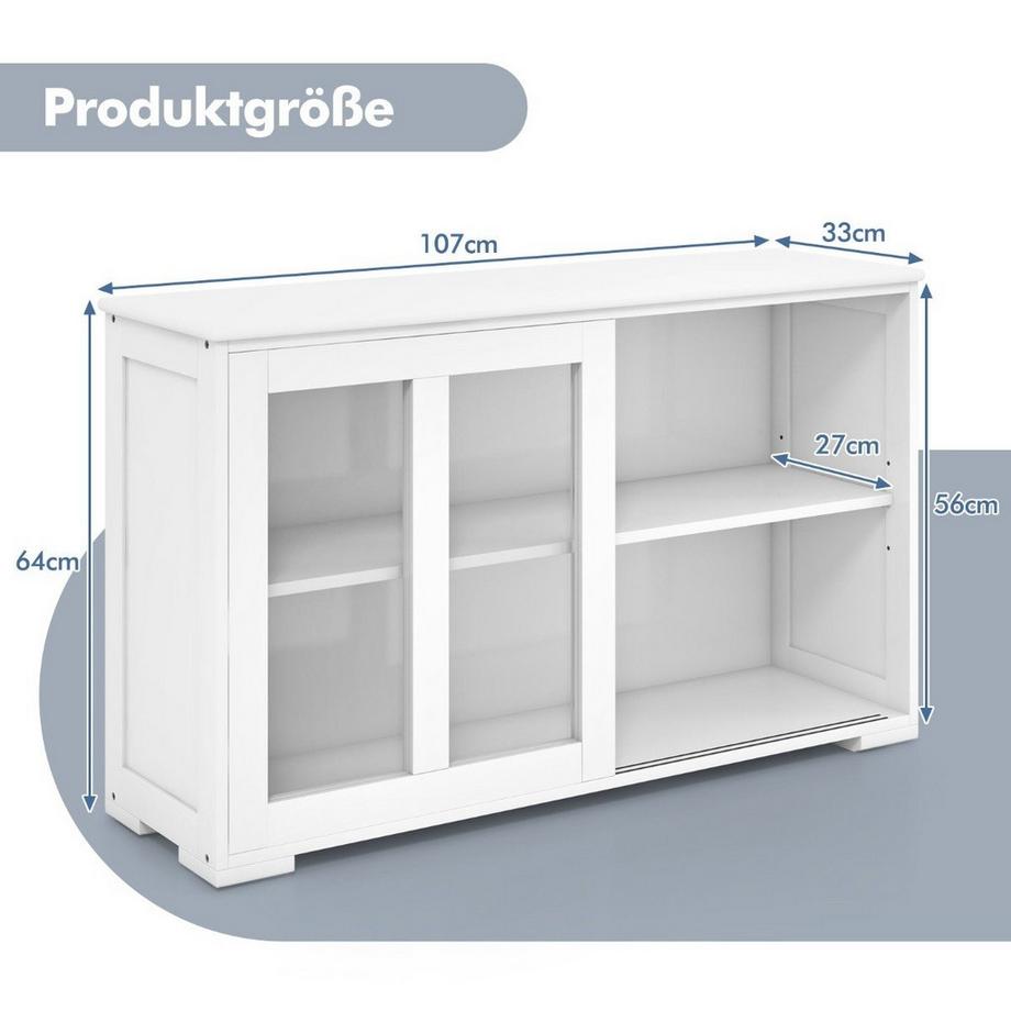 Northix Küchenschrank mit Glasschiebetüren & verstellbarem Ablage Sideboard  