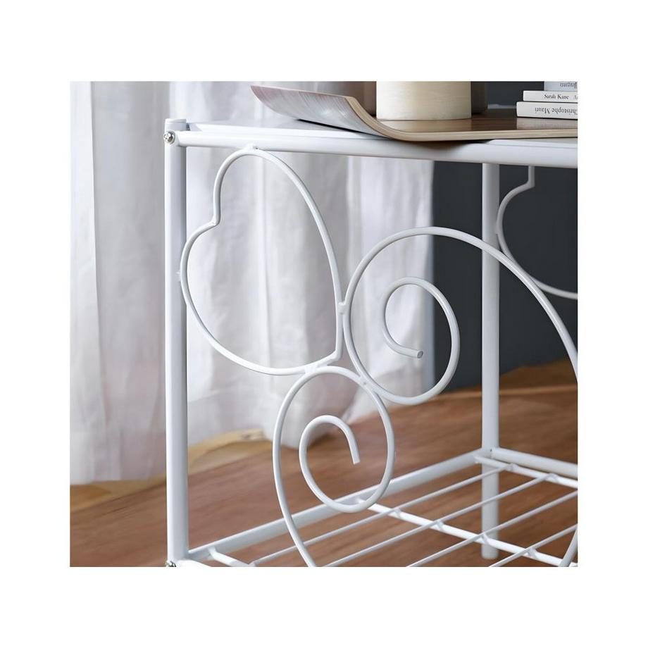 Vente-unique  Lot de 2 tables de chevet romantique - 1 tablette - Métal - Blanc - VIVIAN 