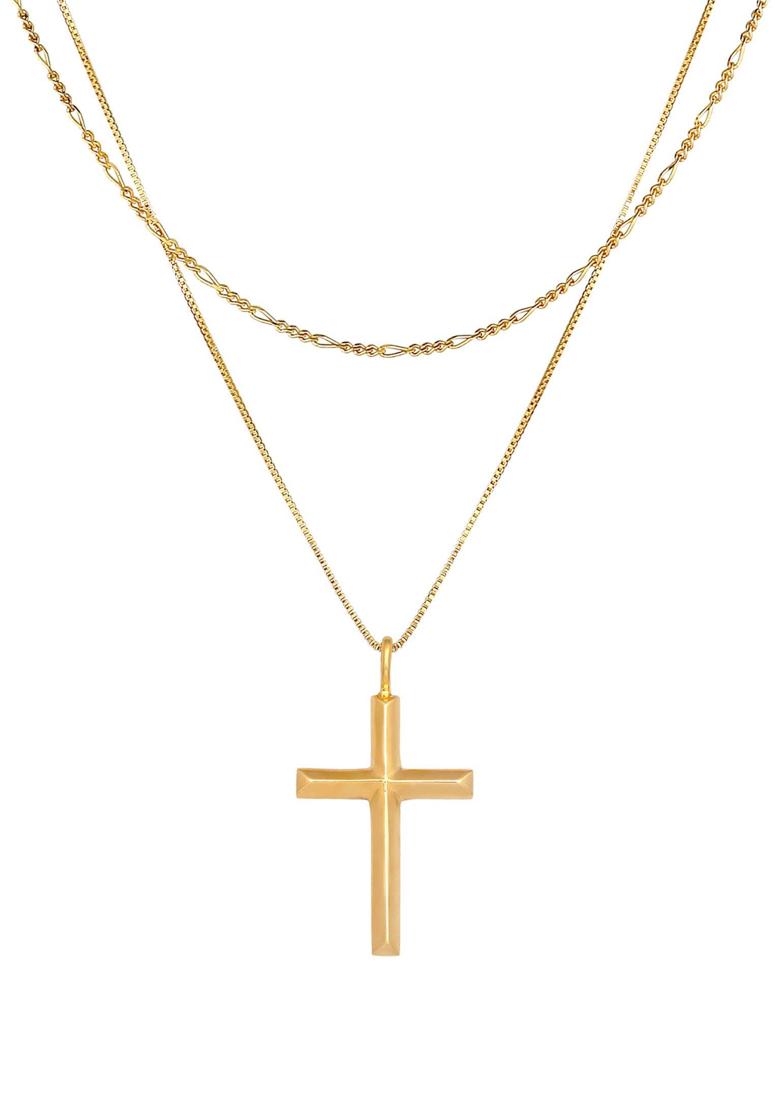 Kuzzoi  Collier Herren Layer Kreuz Religion 925 Silber 