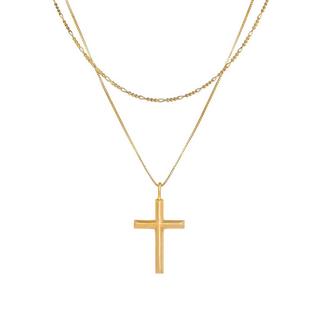 Kuzzoi  Collier Herren Layer Kreuz Religion 925 Silber 