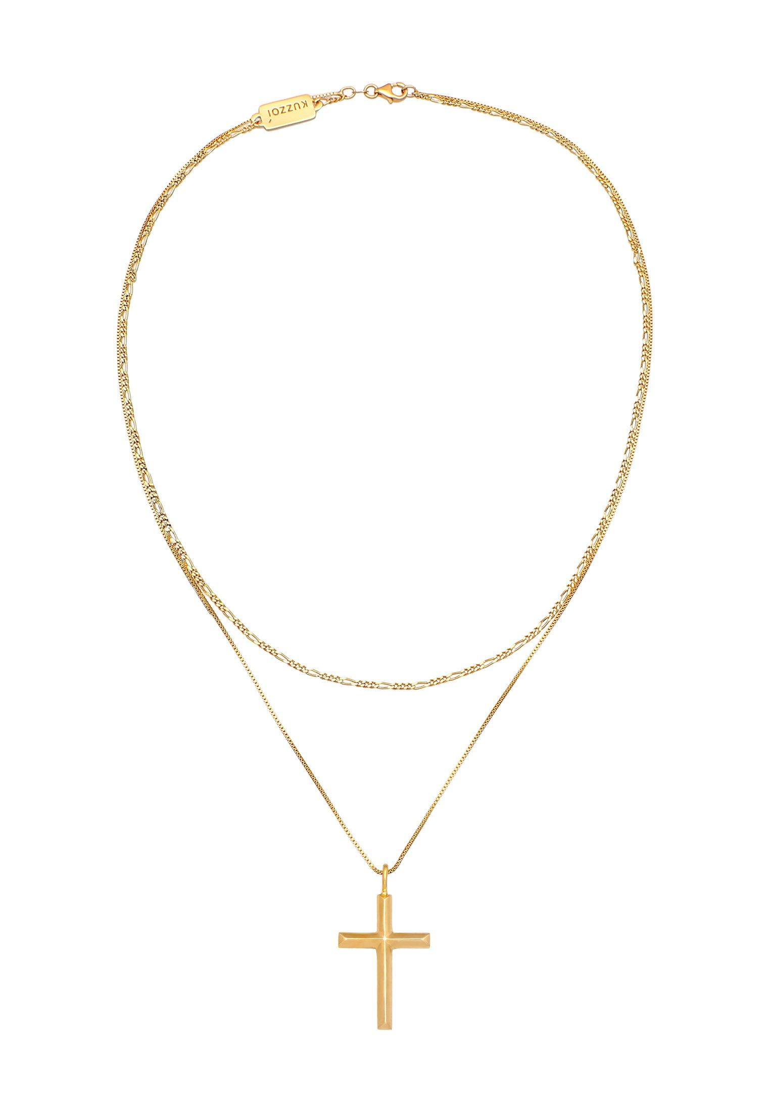 Kuzzoi  Collier Herren Layer Kreuz Religion 925 Silber 
