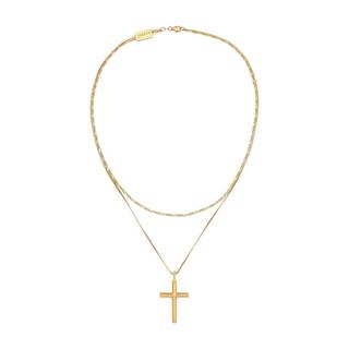 Kuzzoi  Collier Herren Layer Kreuz Religion 925 Silber 