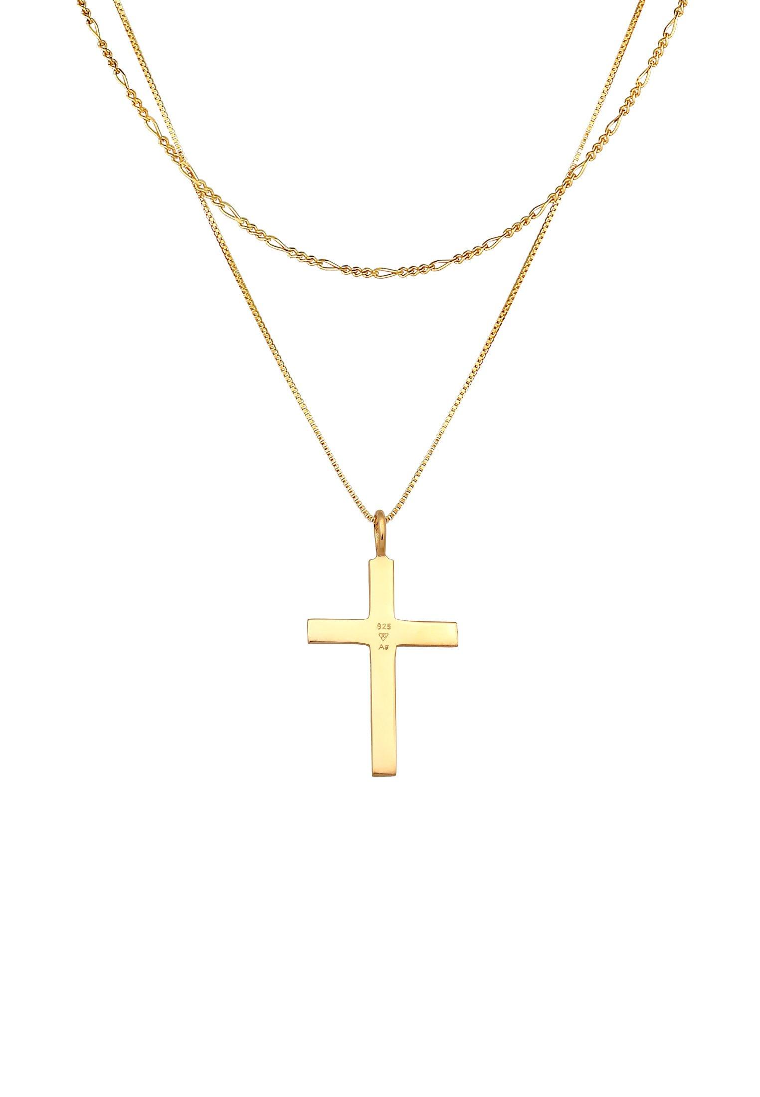 Kuzzoi  Collier Herren Layer Kreuz Religion 925 Silber 