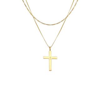 Kuzzoi  Collier Herren Layer Kreuz Religion 925 Silber 