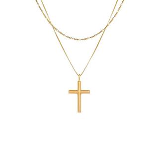 Kuzzoi  Collier Herren Layer Kreuz Religion 925 Silber 
