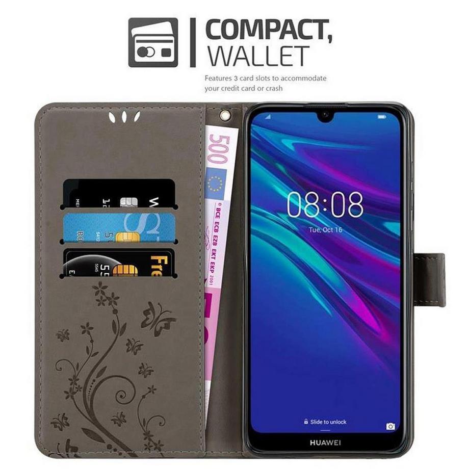 Cadorabo  Hülle für Huawei Y6 2019 Blumen Design Magnetverschluss 