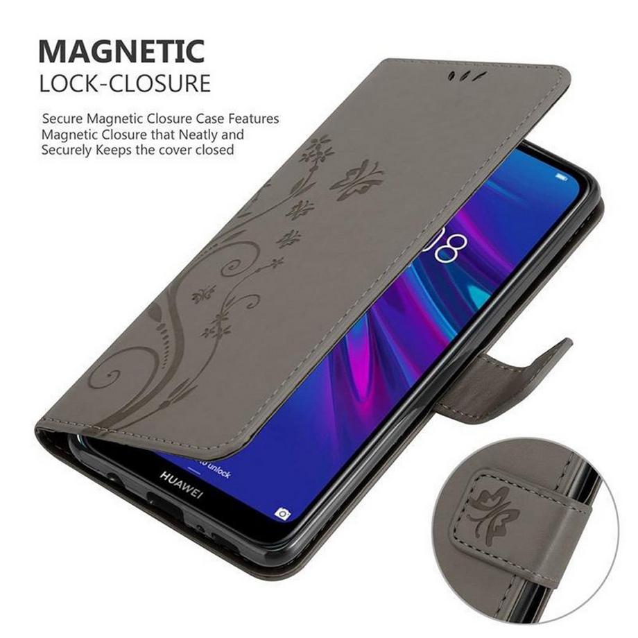 Cadorabo  Hülle für Huawei Y6 2019 Blumen Design Magnetverschluss 