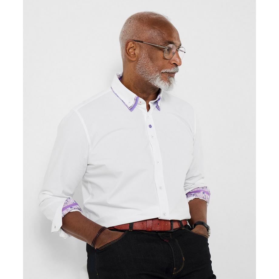 Hemd mit Kontrastkragen und Zierdetails