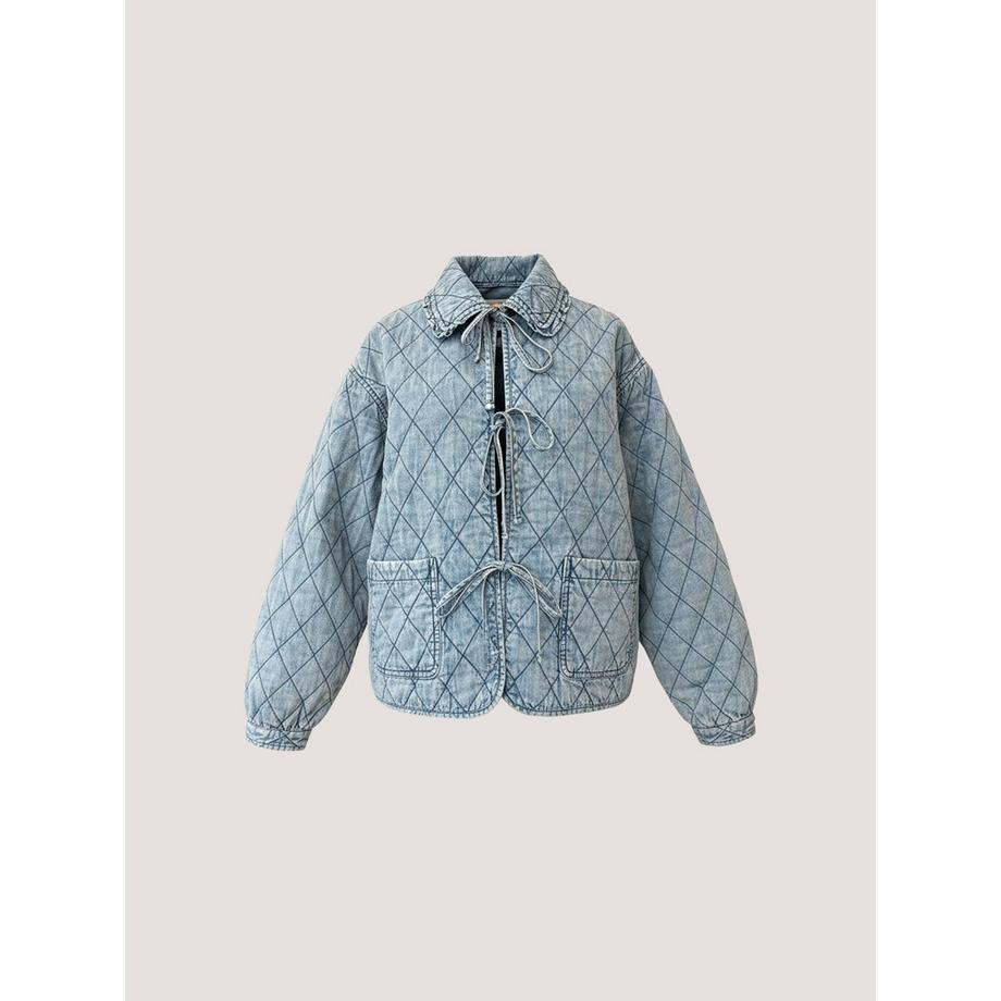 APRICOT Gesteppte Jeansjacke mit Schleifenverschluss vorne  