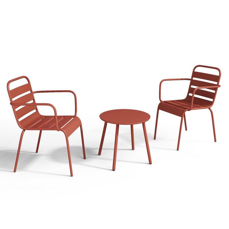 Vente-unique Table d'appoint de jardin en métal - Terracotta - MIRMANDE de MYLIA  