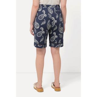 Ulla Popken  Jersey-Shorts, Paisleymuster, Lochstickerei, Biobaumwolle 