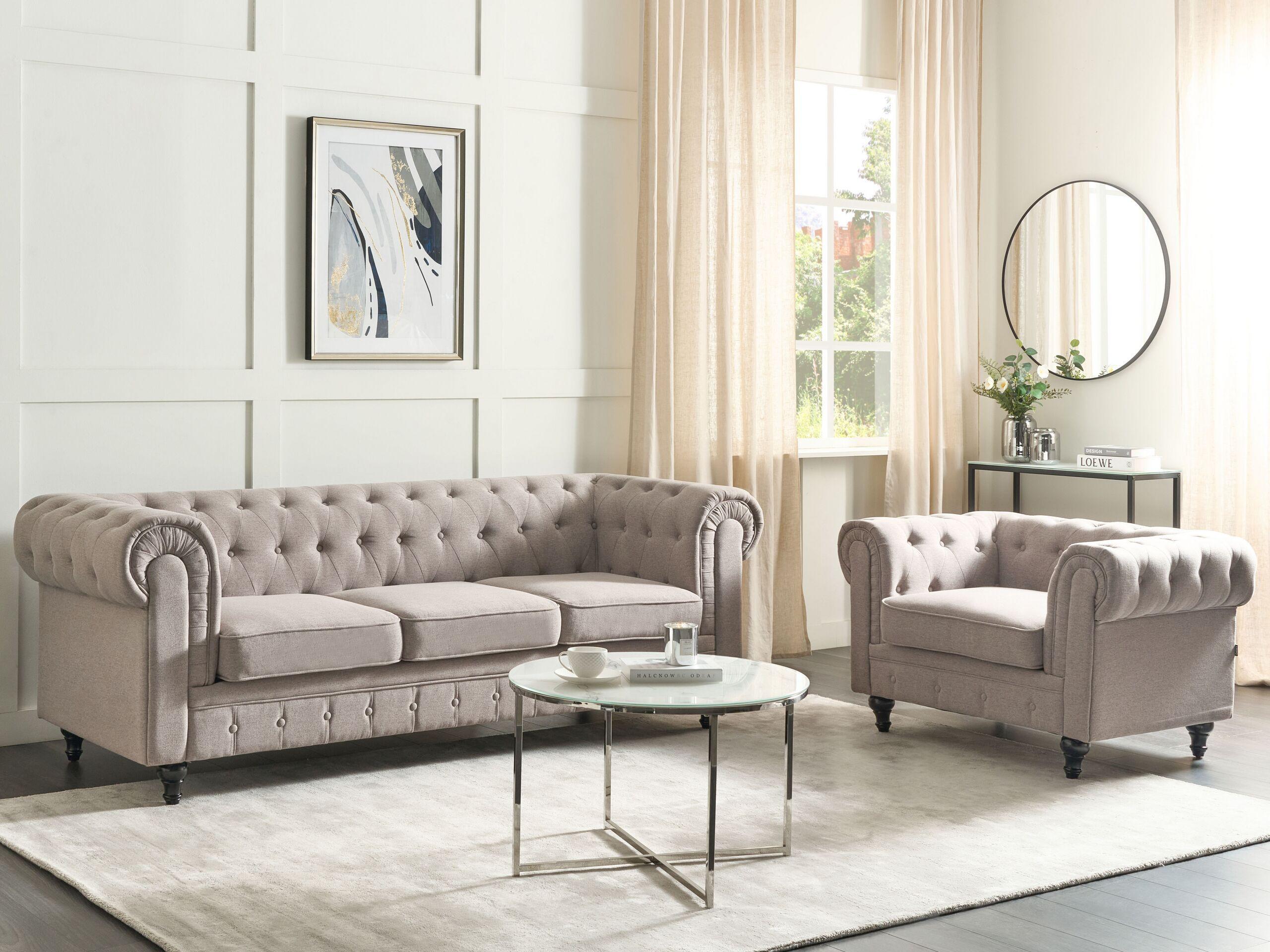 Beliani Ensemble de salon en Polyester Traditionnel CHESTERFIELD  