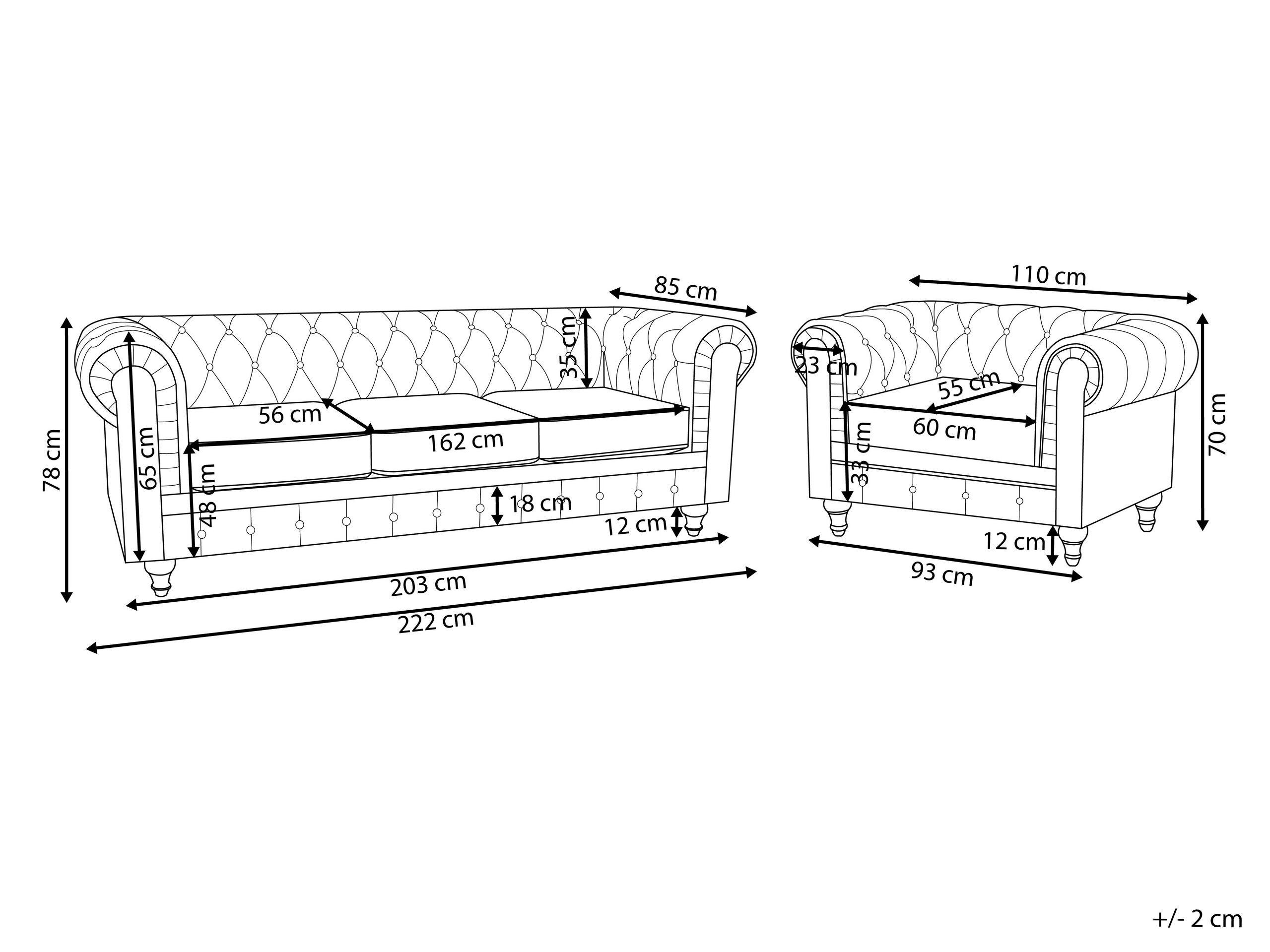 Beliani Salotto da interno en Poliestere Classico CHESTERFIELD  