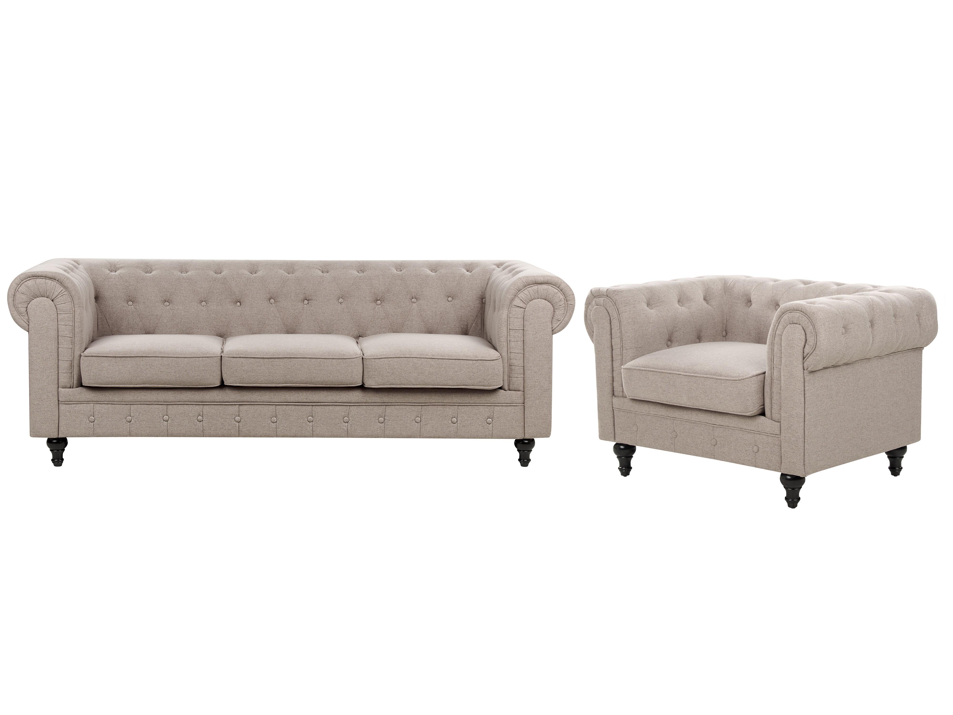 Beliani Ensemble de salon en Polyester Traditionnel CHESTERFIELD  