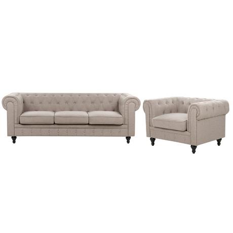 Beliani Ensemble de salon en Polyester Traditionnel CHESTERFIELD  