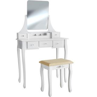 Tectake  Coiffeuse CLAIRE avec miroir 5 tiroirs 