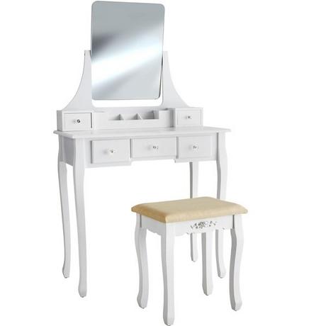 Tectake  Coiffeuse CLAIRE avec miroir 5 tiroirs 